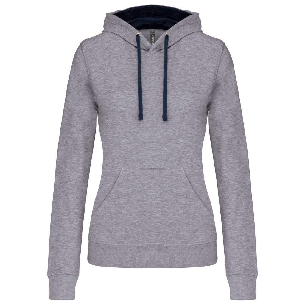 Sweat-shirt capuche contrastée femme
