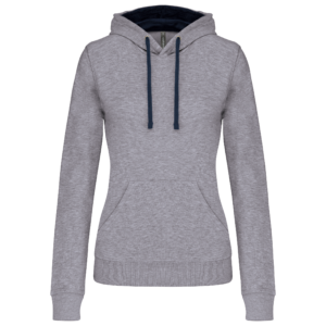 Sweat-shirt capuche contrastée femme