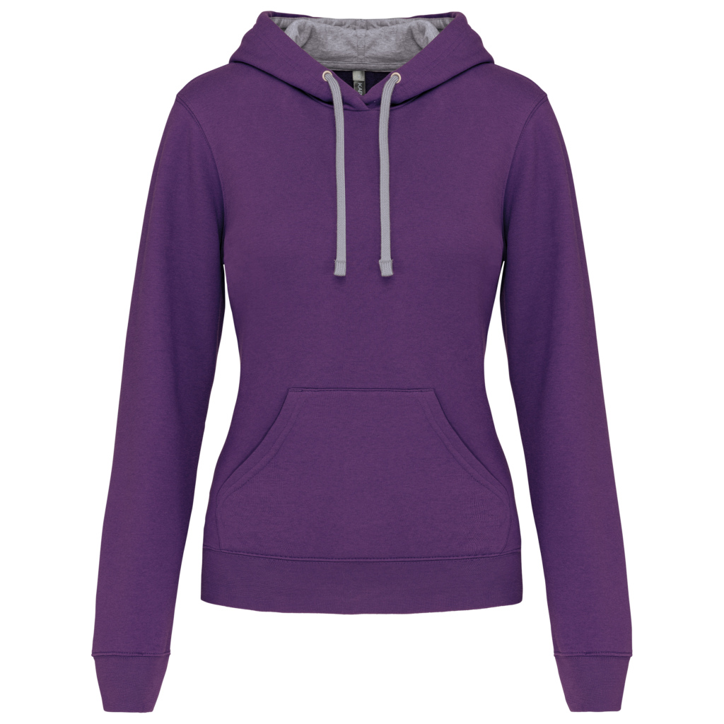 Sweat-shirt capuche contrastée femme