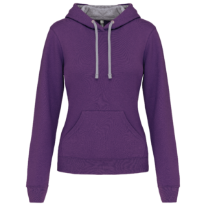 Sweat-shirt capuche contrastée femme