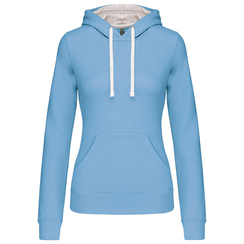 Sweat-shirt capuche contrastée femme