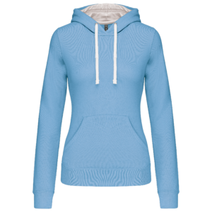 Sweat-shirt capuche contrastée femme