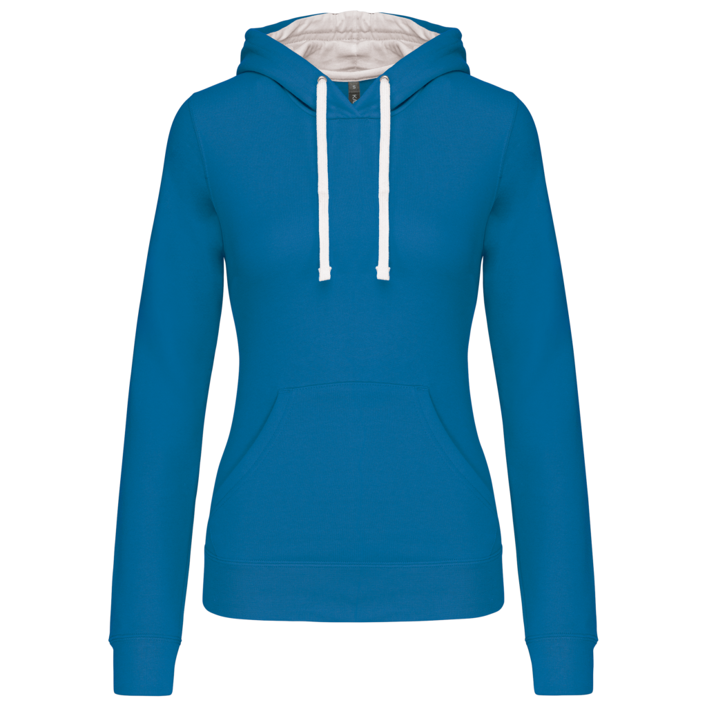 Sweat-shirt capuche contrastée femme