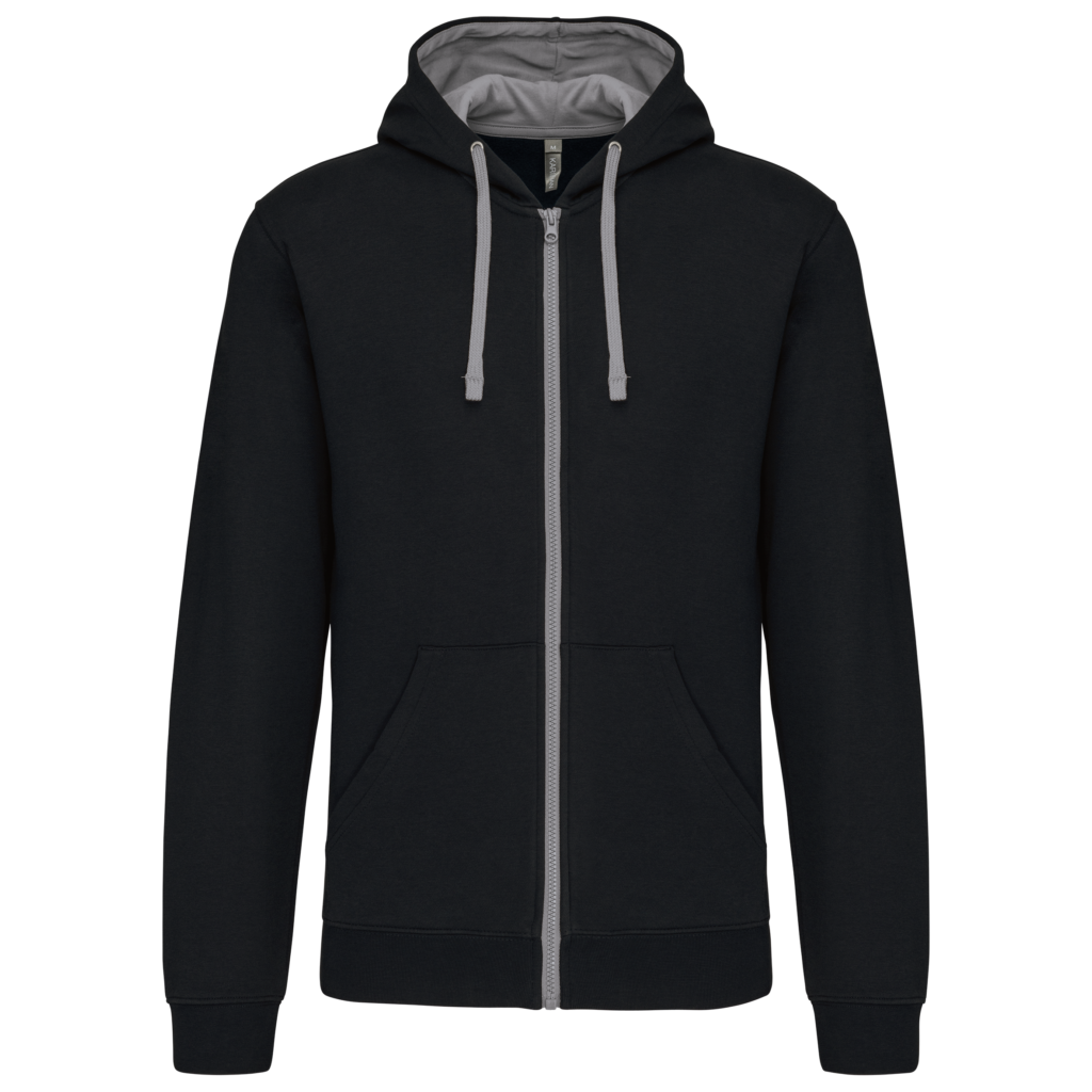 Sweat-shirt zippé à capuche contrastée homme