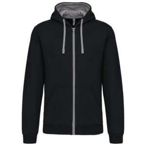 Sweat-shirt zippé à capuche contrastée homme