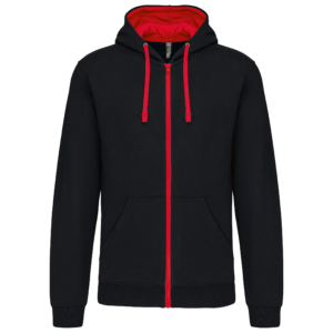 Sweat-shirt zippé à capuche contrastée homme