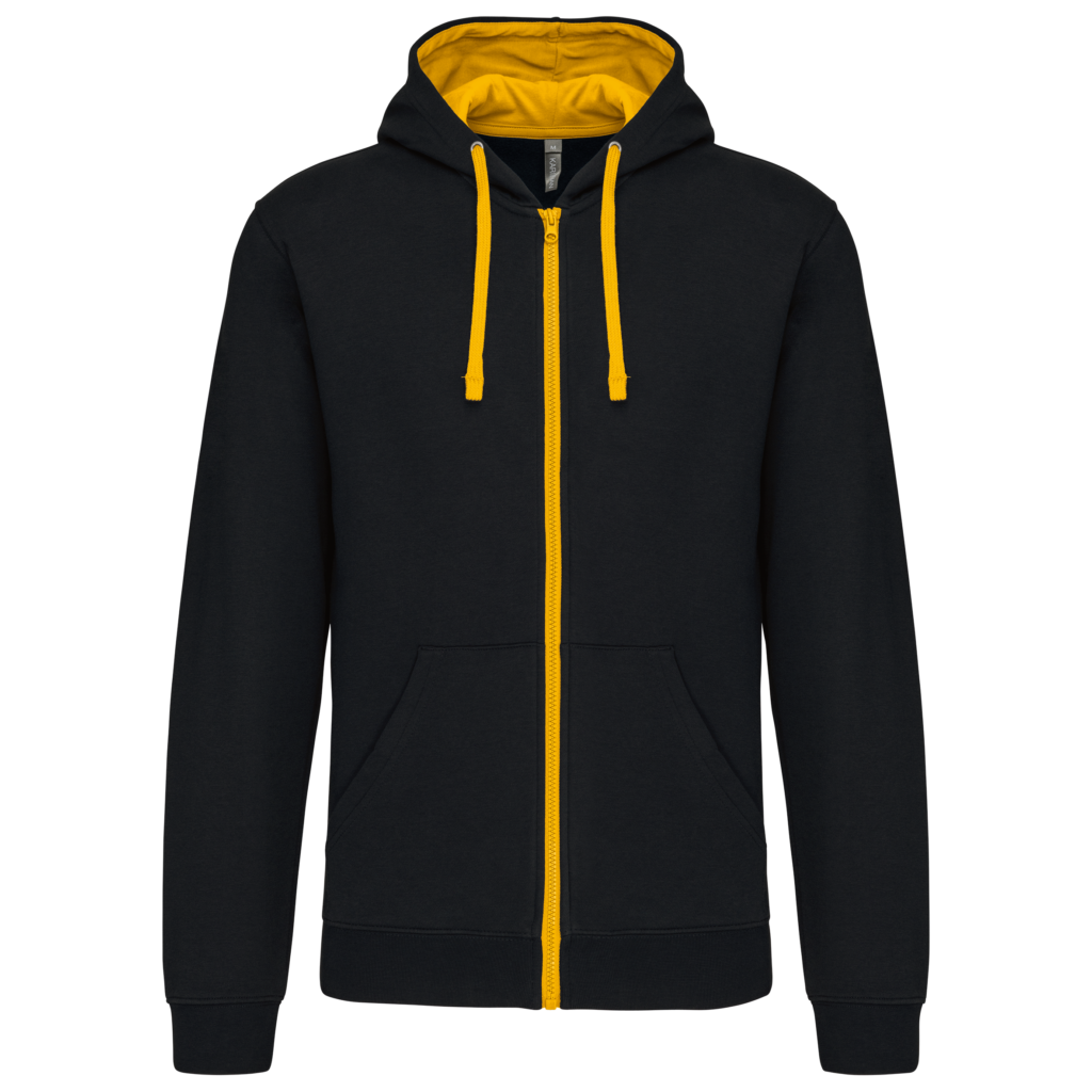 Sweat-shirt zippé à capuche contrastée homme