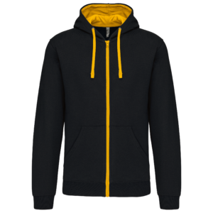 Sweat-shirt zippé à capuche contrastée homme