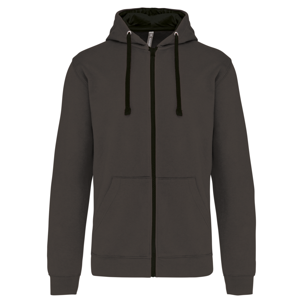 Sweat-shirt zippé à capuche contrastée homme
