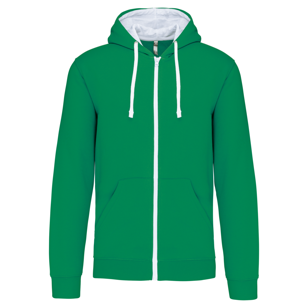 Sweat-shirt zippé à capuche contrastée homme