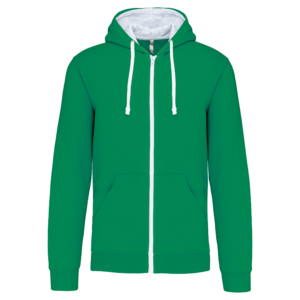 Sweat-shirt zippé à capuche contrastée homme