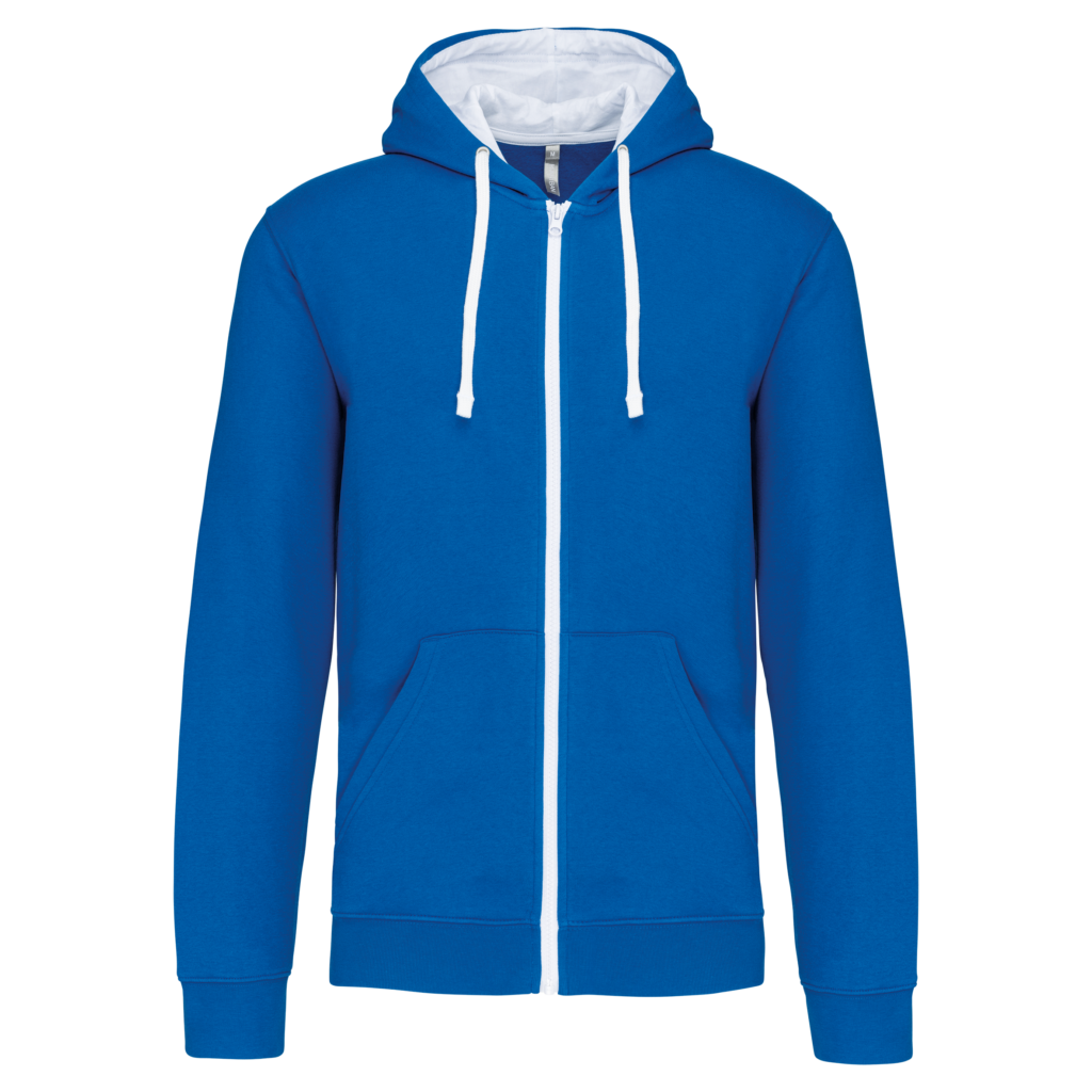 Sweat-shirt zippé à capuche contrastée homme