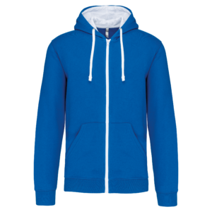 Sweat-shirt zippé à capuche contrastée homme