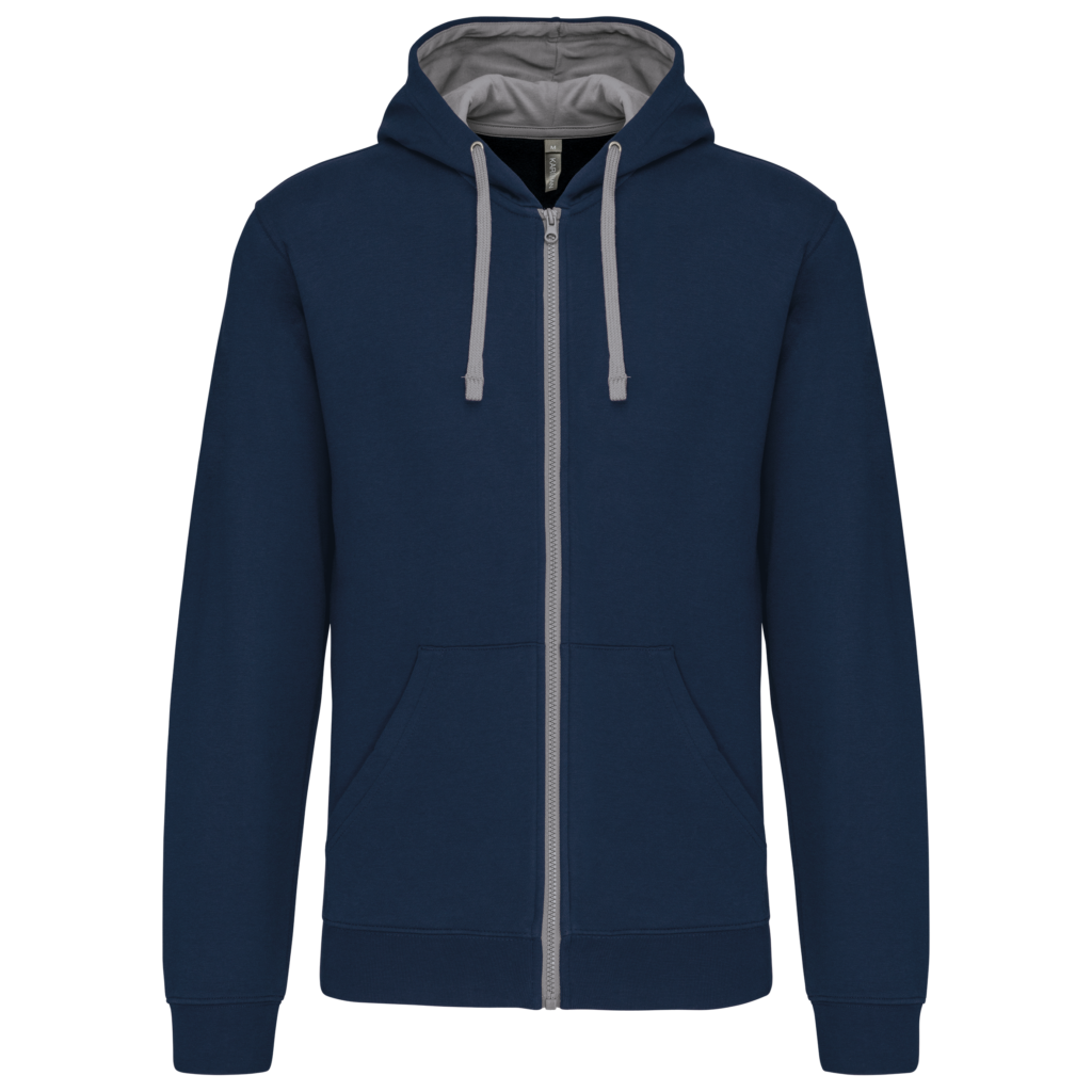 Sweat-shirt zippé à capuche contrastée homme