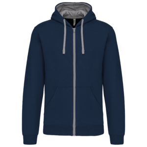 Sweat-shirt zippé à capuche contrastée homme