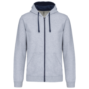 Sweat-shirt zippé à capuche contrastée homme