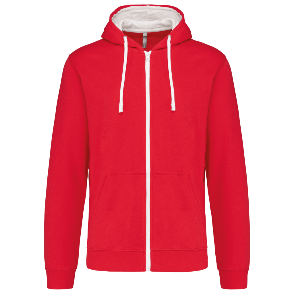 Sweat-shirt zippé à capuche contrastée homme