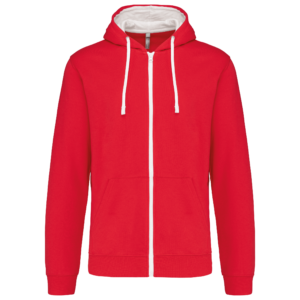 Sweat-shirt zippé à capuche contrastée homme