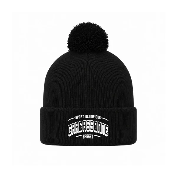 Bonnet à pompom brodé - Adulte