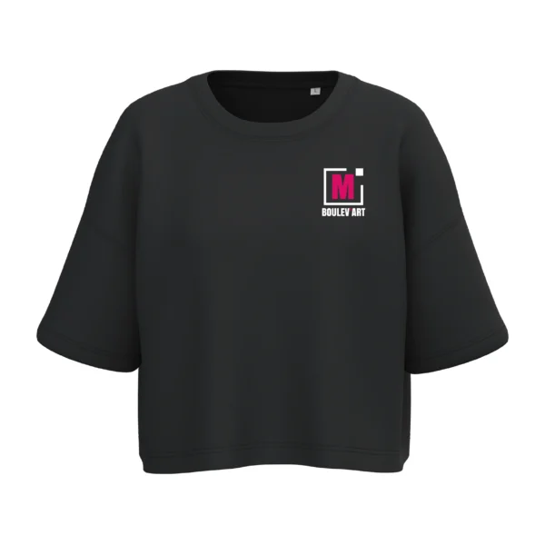 Sweat crop col rond manches courtes - Femme