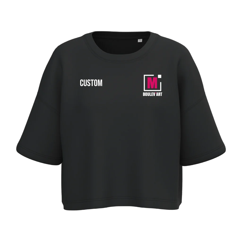 Sweat crop col rond manches courtes - Femme