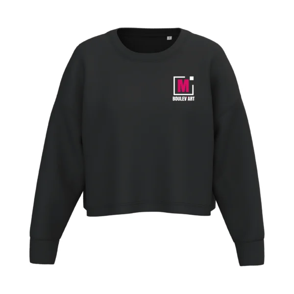 Sweat crop col rond manches longues- Femme