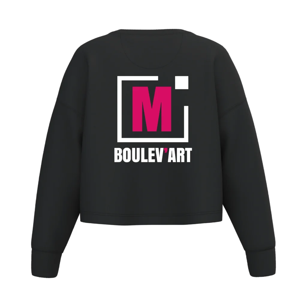 Sweat crop col rond manches longues- Femme