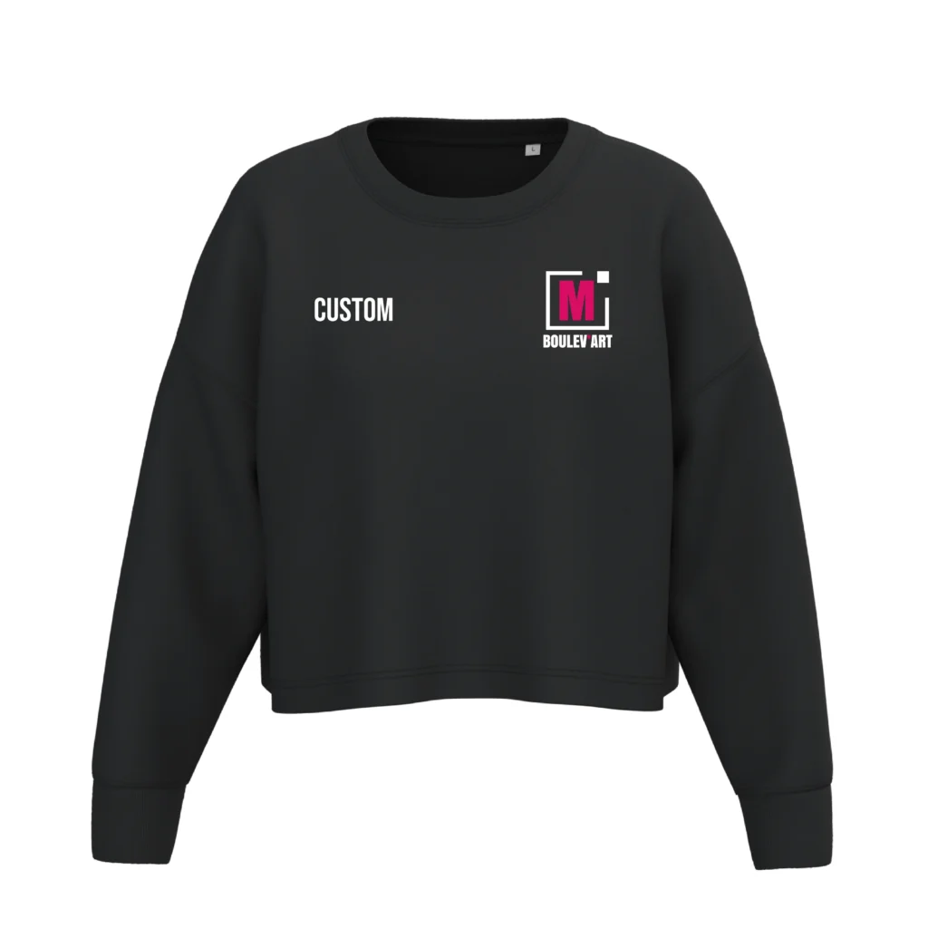 Sweat crop col rond manches longues- Femme